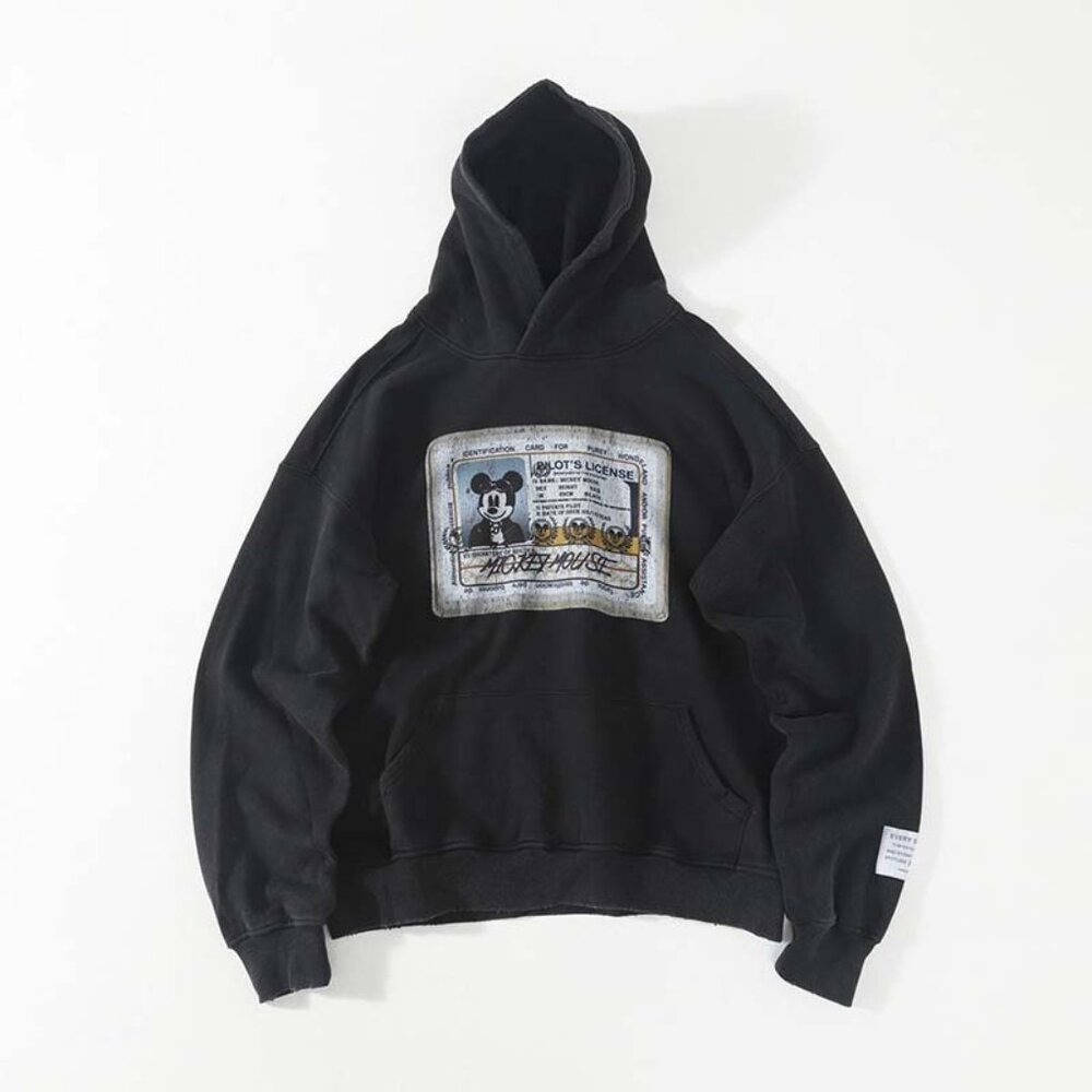 Purey Mickey Distressed Hoodie Black